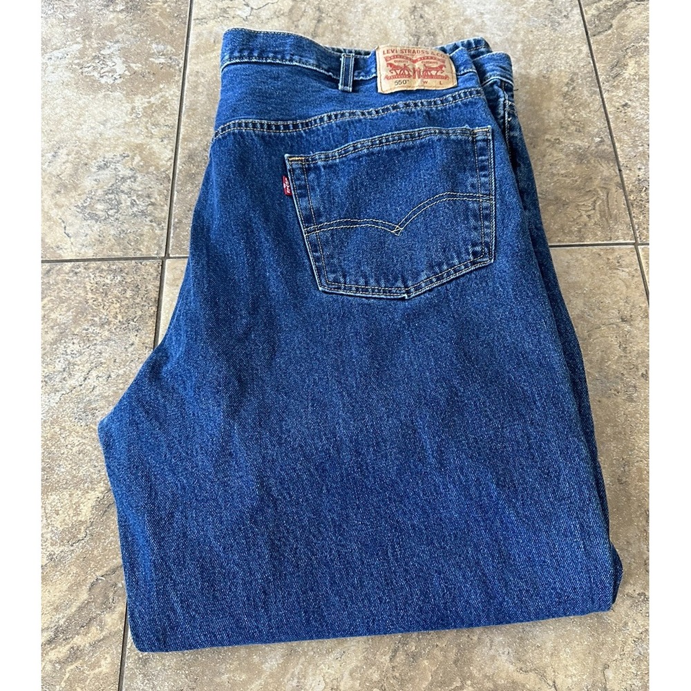 Levis 550 Jeans Mens Size 45X31 Blue Denim Flat Front Straight Jeans